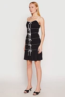 Womens Almost Famous Bow Contrast Tiered Dress, Black, Size XL