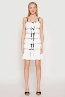 Womens Almost Famous Bow Contrast Tiered Dress, White, Size L