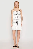Womens Almost Famous Bow Contrast Tiered Dress, White, Size L