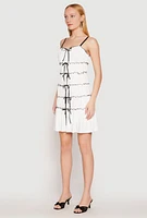 Womens Almost Famous Bow Contrast Tiered Dress, White, Size L