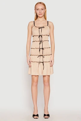 Womens Almost Famous Bow Contrast Tiered Dress,