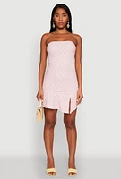 Womens Madden Girl Floral Lace Strapless Mini Dress, Pink, Size L