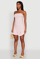 Womens Madden Girl Floral Lace Strapless Mini Dress, Pink, Size L