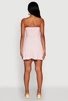 Womens Madden Girl Floral Lace Strapless Mini Dress, Pink, Size L