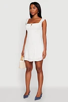 Womens Madden Girl Cap Sleeve Lace Mini Dress, White, Size XL