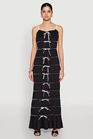 Womens Almost Famous Bow Contrast Tiered Maxi Dress, Black,
