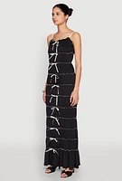 Womens Almost Famous Bow Contrast Tiered Maxi Dress, Black, Size S