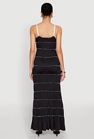 Womens Almost Famous Bow Contrast Tiered Maxi Dress, Black, Size S