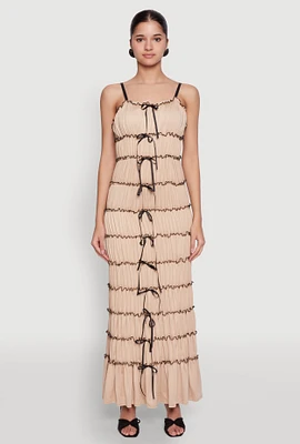 Womens Almost Famous Bow Contrast Tiered Maxi Dress,