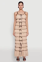 Womens Almost Famous Bow Contrast Tiered Maxi Dress,