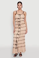 Womens Almost Famous Bow Contrast Tiered Maxi Dress,