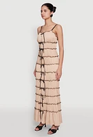 Womens Almost Famous Bow Contrast Tiered Maxi Dress,