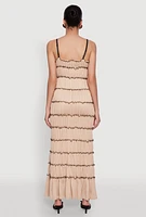Womens Almost Famous Bow Contrast Tiered Maxi Dress,