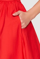 Womens Halter Button Front Skater Dress, Red, Size M