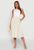 Womens Tank Maxi Skater Dress, Beige, Size M