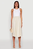 Womens Tank Maxi Skater Dress, Beige, Size M