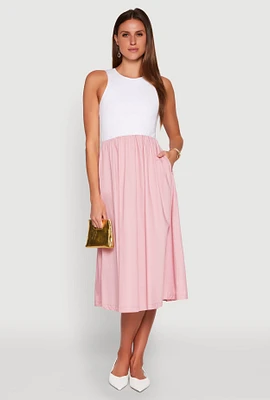 Womens Tank Maxi Skater Dress, Pink, Size S