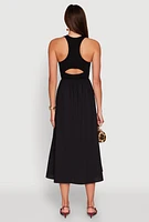 Womens Keyhole Racerback Maxi Dress, Black, Size XL