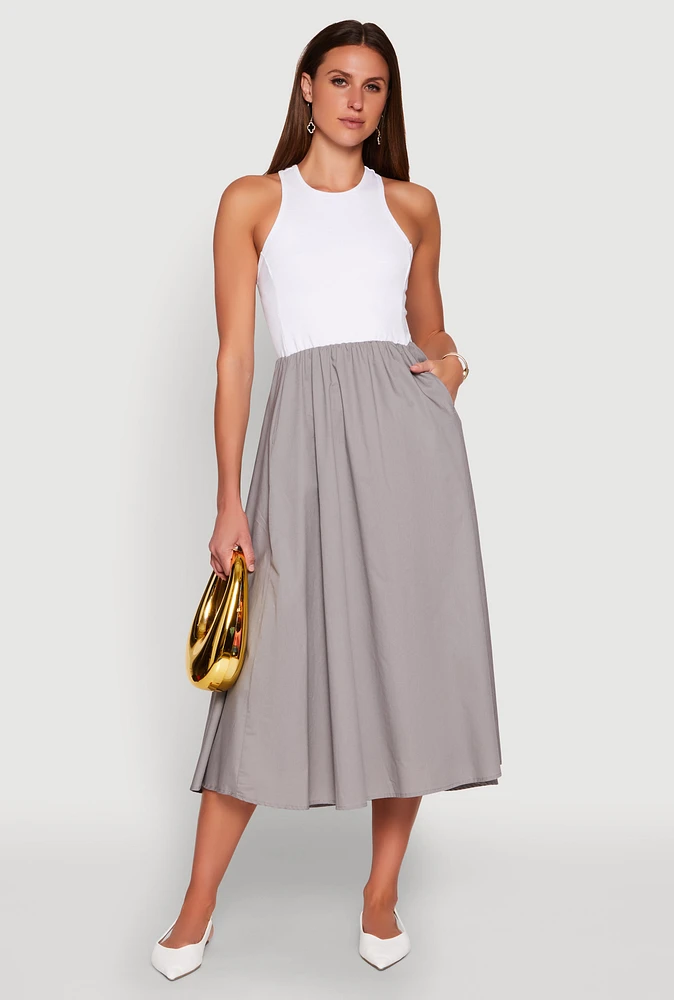Womens Keyhole Racerback Maxi Dress, Grey, Size M