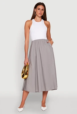 Womens Keyhole Racerback Maxi Dress, Grey, Size M