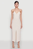 Womens Open Tie Back Button Front Maxi Dress,