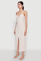 Womens Open Tie Back Button Front Maxi Dress,
