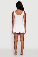 Womens Madden Girl Button Front Mini Bubble Hem Dress, White, Size L