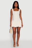 Womens Madden Girl Button Front Mini Bubble Hem Dress,