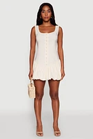 Womens Madden Girl Button Front Mini Bubble Hem Dress,