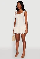 Womens Madden Girl Button Front Mini Bubble Hem Dress,
