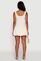 Womens Madden Girl Button Front Mini Bubble Hem Dress, Beige, Size M
