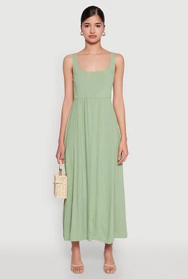 Womens Linen Smocked Back Tank Dress,