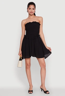 Womens Gauze Knit Smocked Mini Dress,