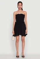 Womens Gauze Knit Smocked Mini Dress,