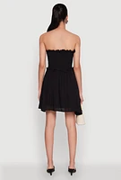 Womens Gauze Knit Smocked Mini Dress,
