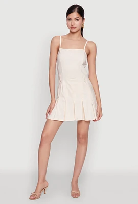 Womens Square Neck Pleated Skater Dress,