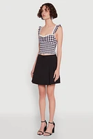 Womens Trendy High Waisted Pleated Skort with Cargo Pockets, Black, Size XL