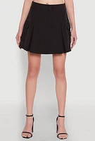 Womens Trendy High Waisted Pleated Skort with Cargo Pockets, Black, Size XL