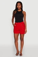 Womens Chain Detail Tailored Shorts, Red, Size XL