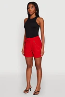 Womens Chain Detail Tailored Shorts, Red, Size XL