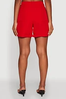 Womens Chain Detail Tailored Shorts, Red, Size XL