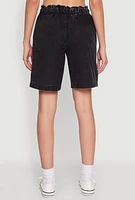 Womens Poplin Drawstring Bermuda Shorts, Black, Size XL