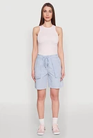 Womens Poplin Drawstring Bermuda Shorts,