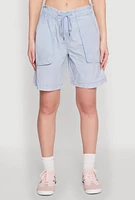 Womens Poplin Drawstring Bermuda Shorts,