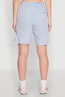 Womens Poplin Drawstring Bermuda Shorts,