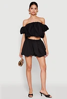Womens Poplin Bubble Shorts,