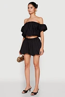 Womens Poplin Bubble Shorts,