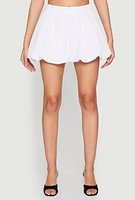 Womens Poplin Bubble Shorts, White,