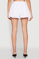 Womens Poplin Bubble Shorts, White,