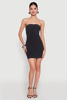 Womens Ribbed Knit Mineral Wash Tube Dress, Black, Size S